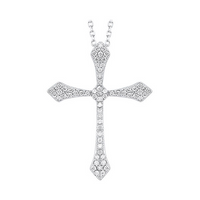 14K White Gold  0.05cttw Diamond Cross Fashion Pendant