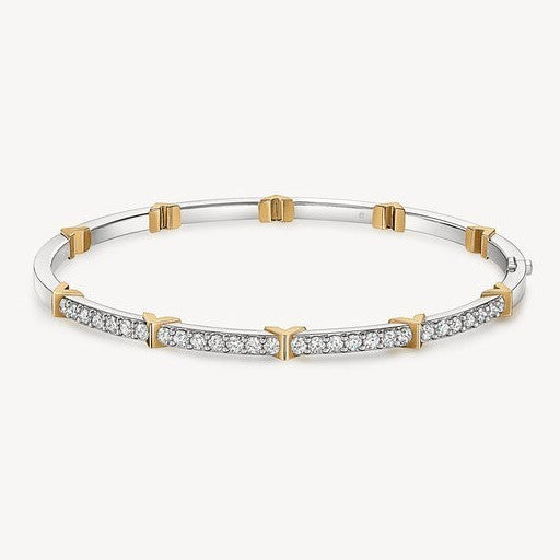 18K White & Yellow Gold Copley 0.89cttw VS GH Half Pave Diamond Bangle by Hearts on Fire