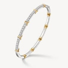18K White & Yellow Gold Copley 0.89cttw VS GH Half Pave Diamond Bangle by Hearts on Fire