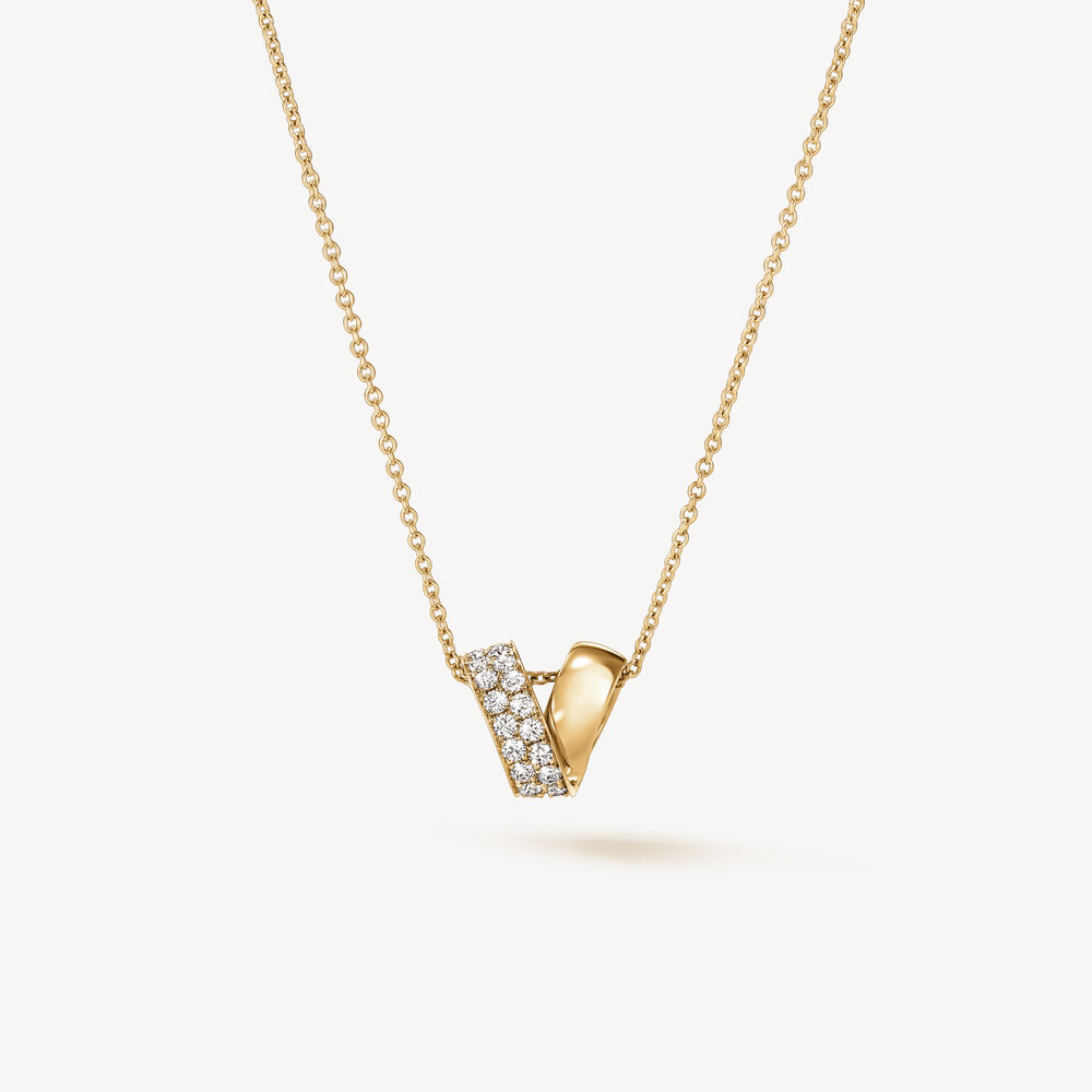 18K Yellow Gold 0.44cttw VS GH Diamond Inside/Out Multi-Wear Rondel Pendant by Hearts on Fire