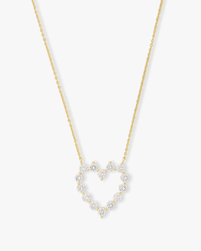 She's an Icon Baby Heart Yellow Gold Plated Necklace with Simulated Diamonds