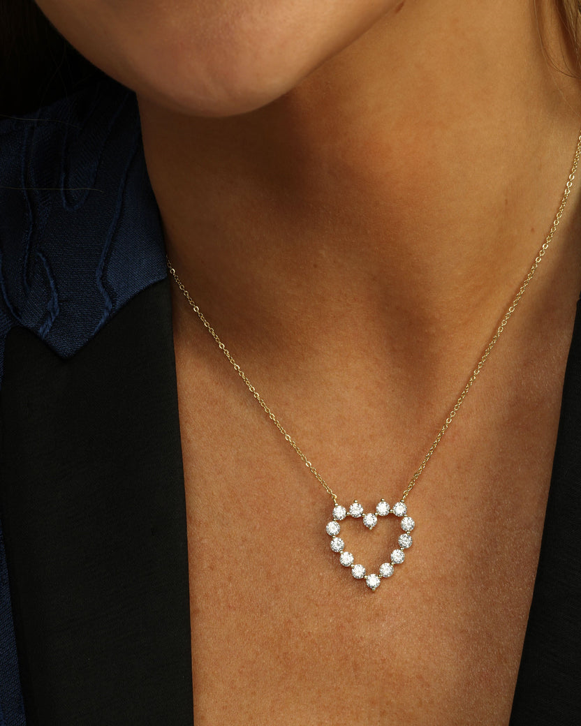 She's an Icon Baby Heart Yellow Gold Plated Necklace with Simulated Diamonds