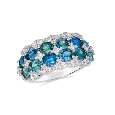 14K Vanilla Gold 3.00cttw Montana Sapphire Ombre & 0.56cttw Diamond Ring by LeVian