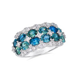 14K Vanilla Gold 3.00cttw Montana Sapphire Ombre & 0.56cttw Diamond Ring by LeVian