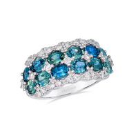 14K Vanilla Gold 3.00cttw Montana Sapphire Ombre & 0.56cttw Diamond Ring by LeVian