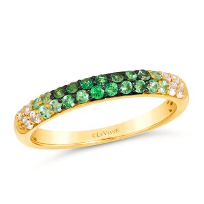 14K Honey Gold 0.33cttw Forest Tsavorite Ombre & 0.16cttw Vanilla Sapphire Ring by LeVian