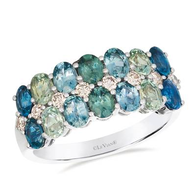 14K Vanilla Gold 2.52cttw Montana Sapphire Ombre & 0.24cttw Diamond Ring by LeVian