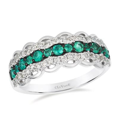 14K Vanilla Gold 0.37cttw Costa Smeralda Emerald & 0.41cttw Diamond Ring by LeVian