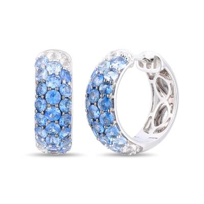 14K Vanilla Gold 2.90cttw Vanilla & Denim Ombre Sapphire Earrings by LeVian