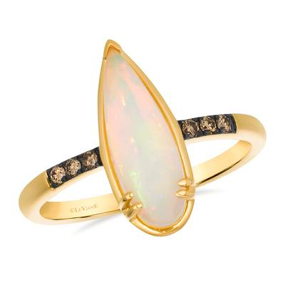14K Honey Gold 1.10ct Neopolitan Opal & 0.07cttw Diamond Ring by LeVian