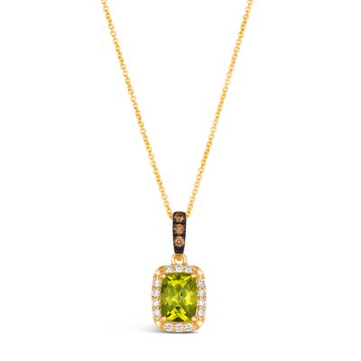 14K Honey Gold 1.35ct Green Apple Peridot & 0.22cttw Diamond Pendant by LeVian