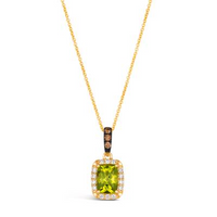 14K Honey Gold 1.35ct Green Apple Peridot & 0.22cttw Diamond Pendant by LeVian