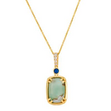 14K Honey Gold 2.82ct Peacock Aquaprase, 0.06ct Blueberry Sapphire, & 0.05cttw Diamond Pendant by LeVian