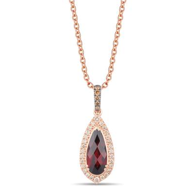 14K Strawberry Gold 1.85ct Pomegranate Garnet & 0.22cttw Diamond Pendant by LeVian