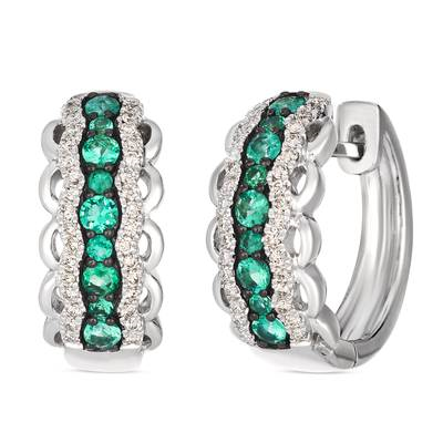 14K Vanilla Gold 0.38cttw Costa Smeralda Emerald & 0.26cttw Diamond Earrings by LeVian