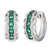 14K Vanilla Gold 0.38cttw Costa Smeralda Emerald & 0.26cttw Diamond Earrings by LeVian