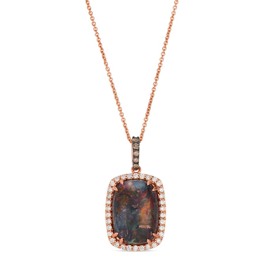 14K Strawberry Gold 4.75ct Chacolate Aquadite & 0.30cttw Diamond Pendant by LeVian