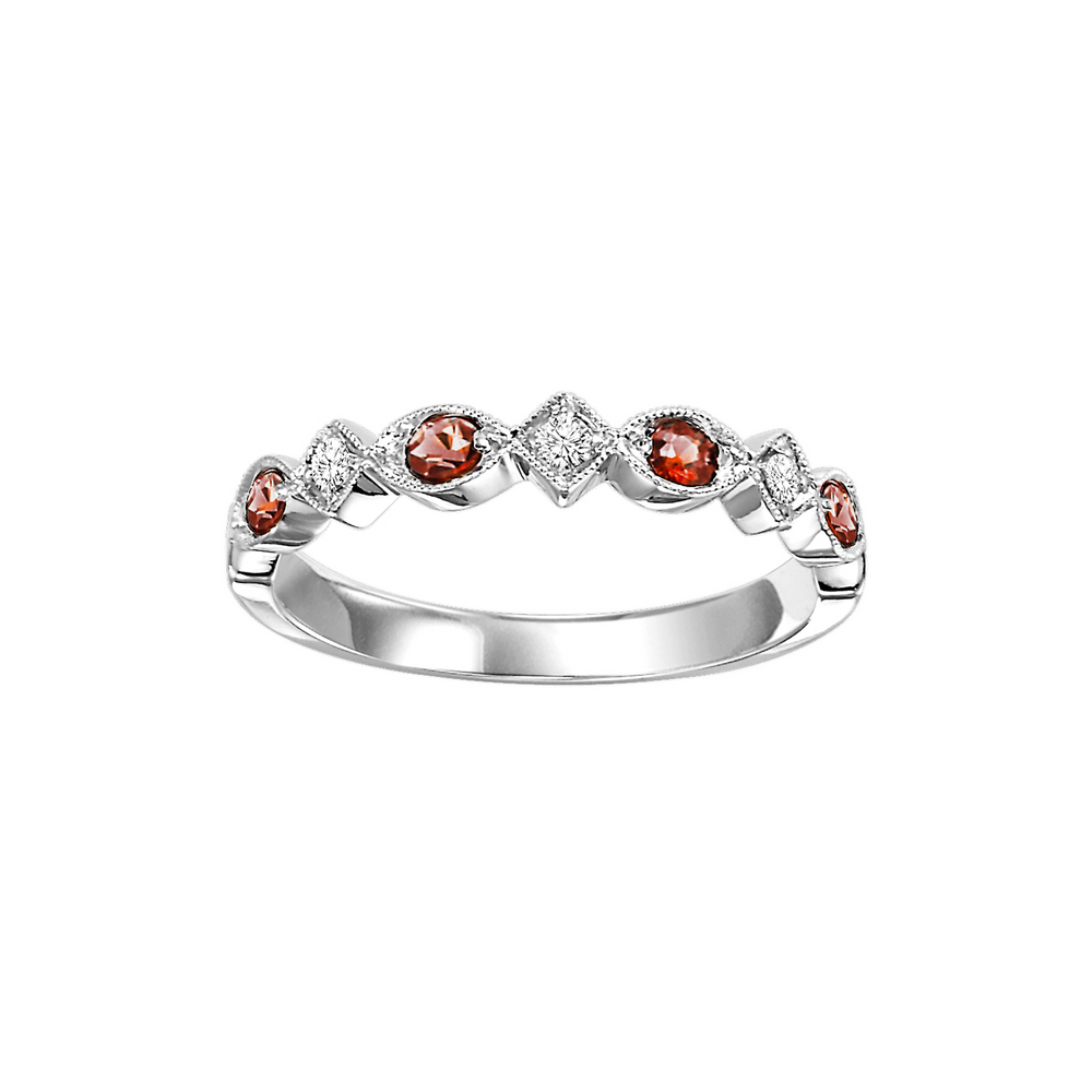 10K White Gold Garnet & Diamond Ring