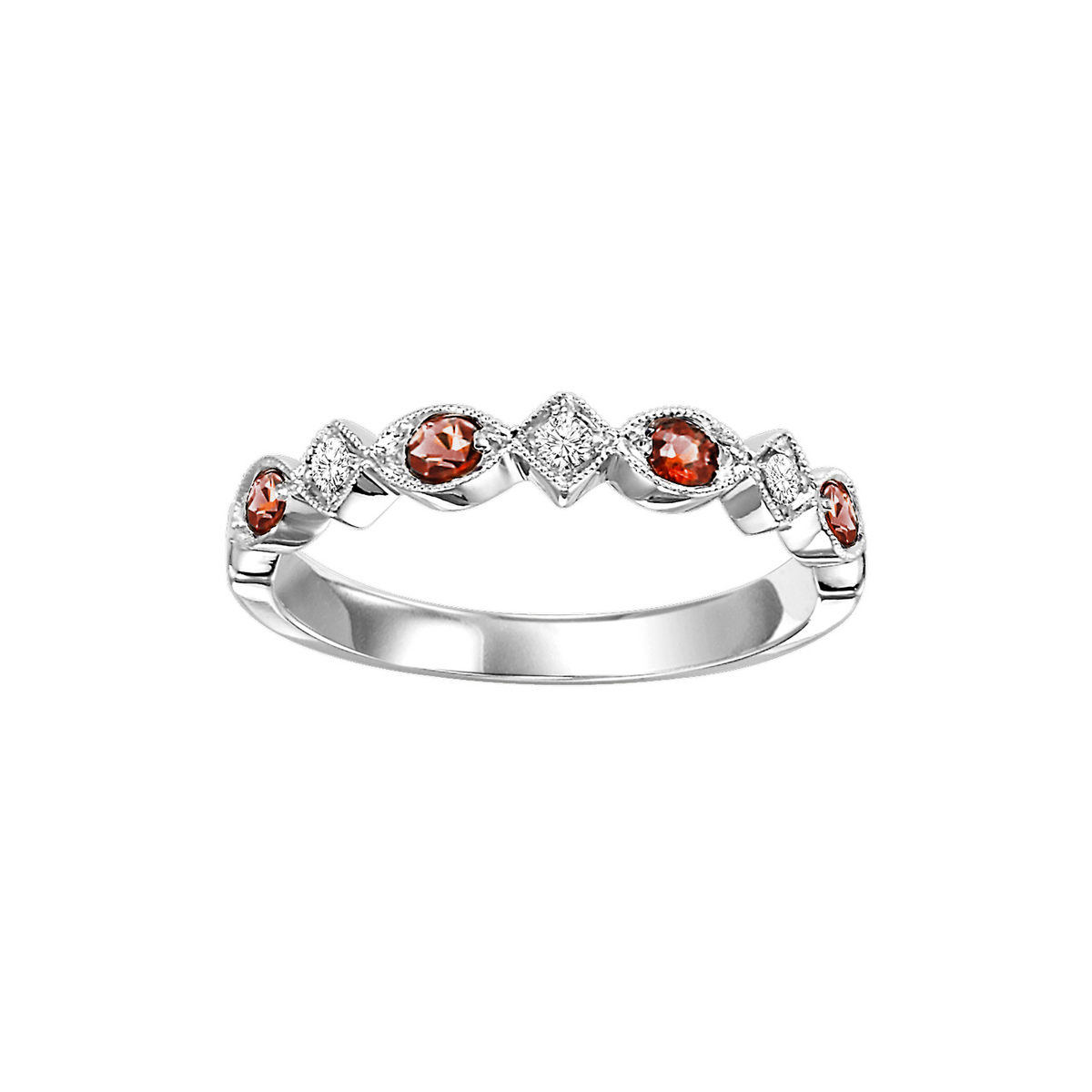 10K White Gold Garnet & Diamond Ring