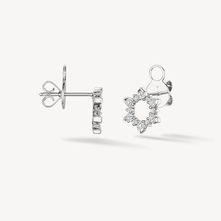 18K White Gold Diamond Aerial Sunburst Earrings by Hearts on Fire