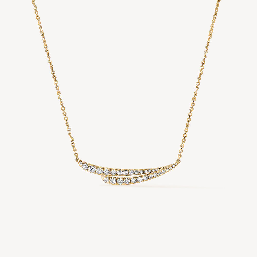 Vela 18K Yellow Gold 0.40cttw VS G-H French Cut Pave Diamond Pendant Necklace by HOF