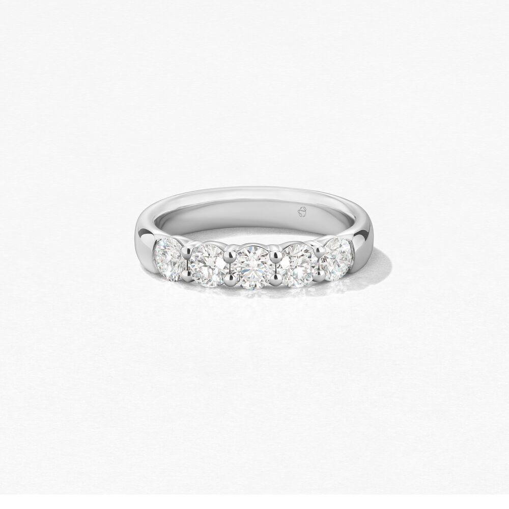 18K White Gold Signature 5 Stone 1.05cttw VS G-H Diamond Band by Hearts on Fire