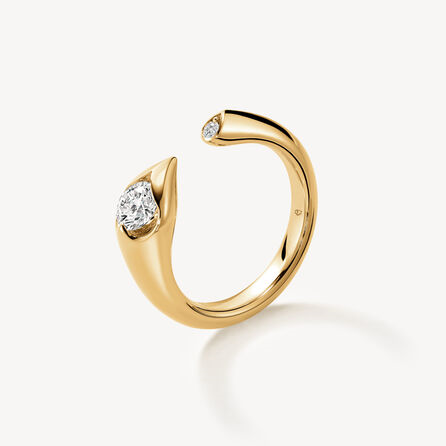 18K Yellow Gold 0.55cttw IJ VS Diamond LU Open Droplet Ring by HOF