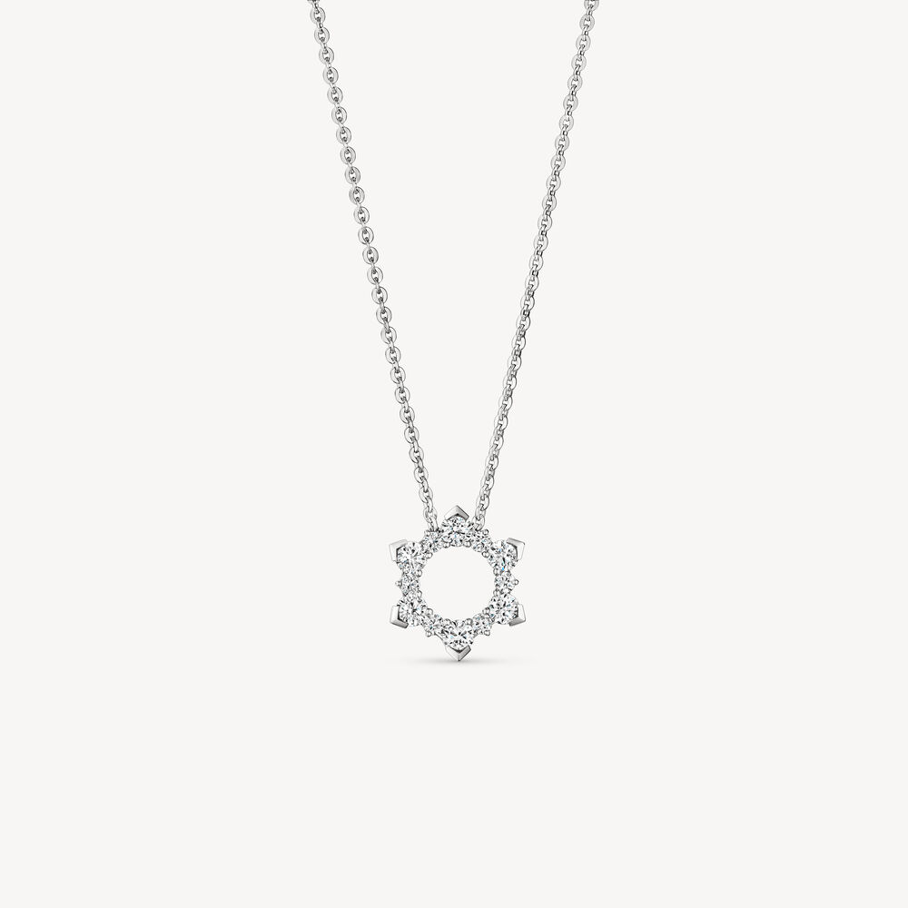 18K White Gold 0.65cttw VS G-H Diamond Aerial Sunburst Enhancer Pendant by Hearts on Fire