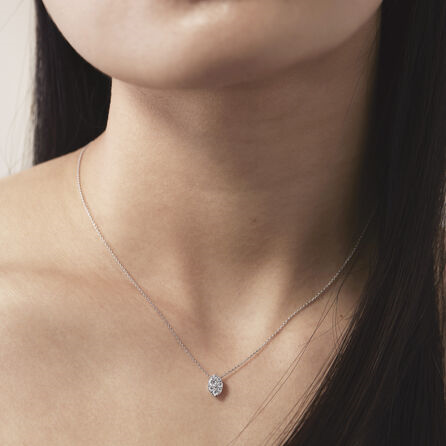 18K White Gold 0.25cttw VS-SI G-H Tess Diamond Navette Pendant by HOF