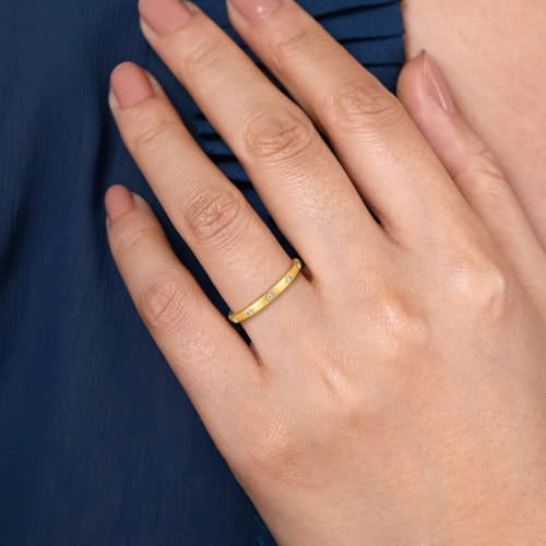 14K Yellow Gold 0.04cttw Diamond Stackable Ladies Ring by Gabriel & Co