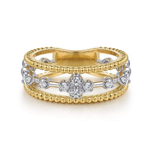 14K Yellow & White Gold 0.24cttw SI HI Diamond Easy Stackable Bujukan Ring by Gabriel
