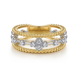 14K Yellow & White Gold 0.24cttw SI HI Diamond Easy Stackable Bujukan Ring by Gabriel