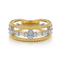 14K Yellow & White Gold 0.24cttw SI HI Diamond Easy Stackable Bujukan Ring by Gabriel