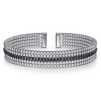 Sterling Silver 0.83cttw Black Spinel Bujukan Bead Cuff Bracelet by Gabriel