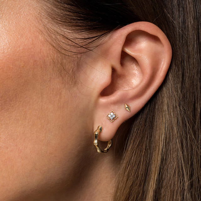 14K Yellow Gold Clover 0.12cttw SI HI Diamond Stud Earrings by Gabriel