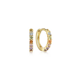14K Yellow Gold 0.18cttw Colored Stone Rainbow Huggie Earrings 10mm by Gabriel