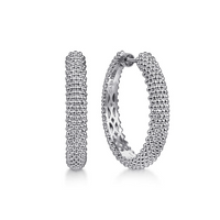 Sterling Silver Bujukan 30mm Classic Hoop Earrings by Gabriel