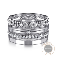 Sterling Silver Bujukan 0.46cttw White Sapphire Easy Stackable Ring by Gabriel