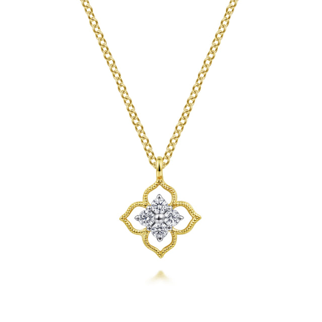 14K Yellow Gold 0.12cttw SI HI Diamond Pendant Necklace by Gabriel
