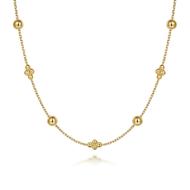 14K Yellow Gold Beaded Station Bujukan Necklace by Gabriel