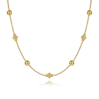 14K Yellow Gold Beaded Station Bujukan Necklace by Gabriel