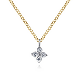 .14K Yellow & White Gold 0.09cttw SI HI Diamond Flower Pendant Necklace by Gabriel