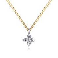.14K Yellow & White Gold 0.09cttw SI HI Diamond Flower Pendant Necklace by Gabriel