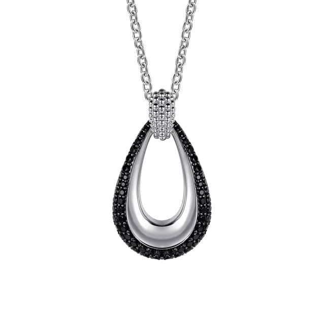 Sterling Silver Bujukan 3.06cttw Black Spinel Pendant Necklace by Gabriel