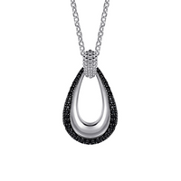 Sterling Silver Bujukan 3.06cttw Black Spinel Pendant Necklace by Gabriel