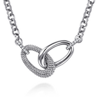 Sterling Silver Bujukan & 0.21cttw White Sapphire Link Chain Necklace by Gabriel
