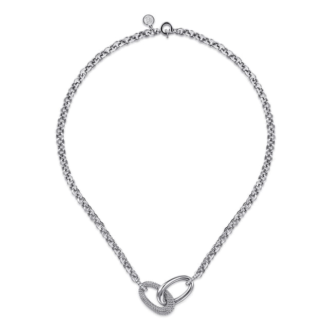 Sterling Silver Bujukan & 0.21cttw White Sapphire Link Chain Necklace by Gabriel