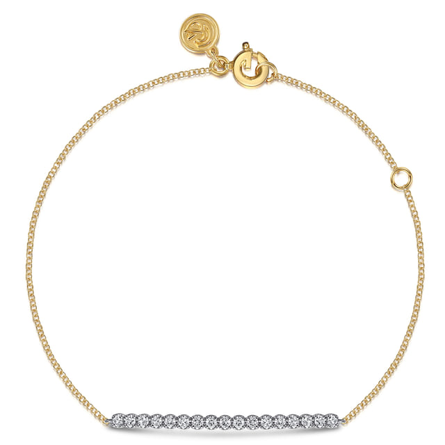 14K Yellow & White Gold 0.45cttw White Sapphire Bar Bracelet by Gabriel