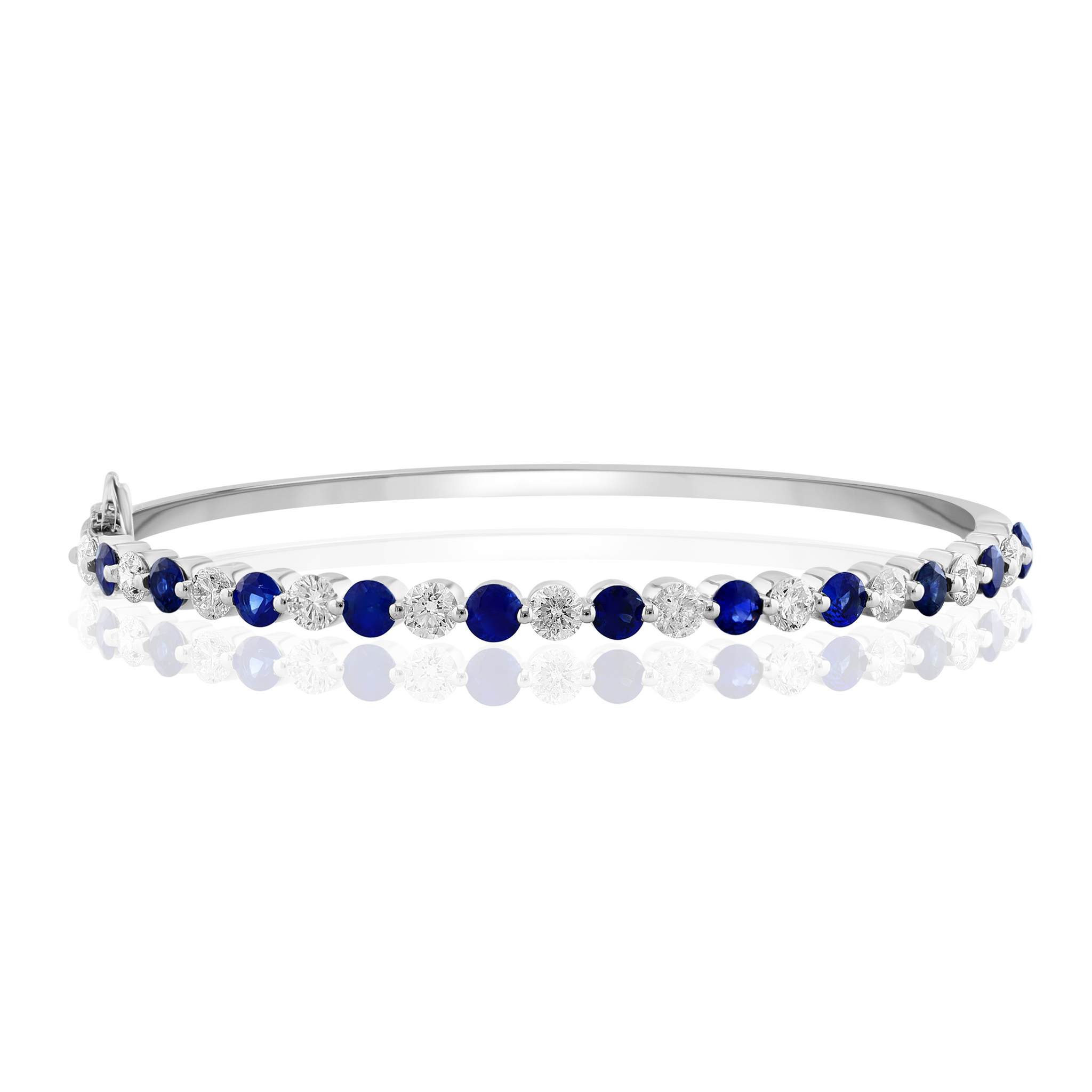 14K White Gold 2.20cttw Sapphire & 1.68cttw Diamond Bangle Bracelet