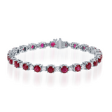 14K White Gold 8.00cttw Ruby & 1.48cttw Diamond Bracelet